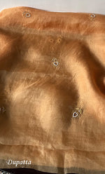 Load image into Gallery viewer, Women's Lakhnavi Handcrafted Pure Organza Chikankari Unstitched Kurta And Dupatta Set- HONC0311700