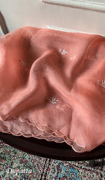 将图像加载到图库查看器中, Women's Lakhnavi Handcrafted Pure Organza Chikankari Semi - Stitched Kurta And Dupatta Set- HONC0310093