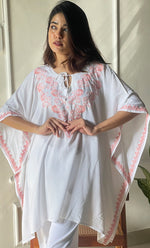 将图像加载到图库查看器中, Women's Lucknowi Handcrafted Cotton Chikankari Kaftan - HONC0297349