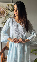 将图像加载到图库查看器中, Women's Lakhnavi Handcrafted Modal Cotton Chikankari Kurta And Pant Set - HONC0301743