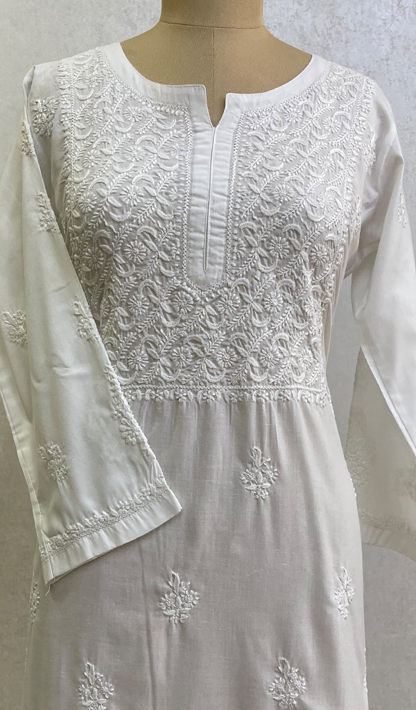 Gulnaaz Women's Lucknowi Handcrafted Mul Cotton Chikankari Kurti - HONC0161282