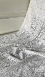 将图像加载到图库查看器中, Women's Lakhnavi Handcrafted Viscose Georgette Chikankari Kurti Fabric - HONC0343105