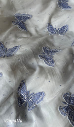 将图像加载到图库查看器中, Titlee Women's Lakhnavi Handcrafted Mul Chanderi Unstitched Kurta And Dupatta Set - HONC0288851