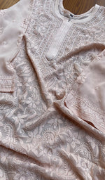 将图像加载到图库查看器中, Women's Lakhnavi Handcrafted Viscose Georgette Chikankari Kurti- HONC0261381