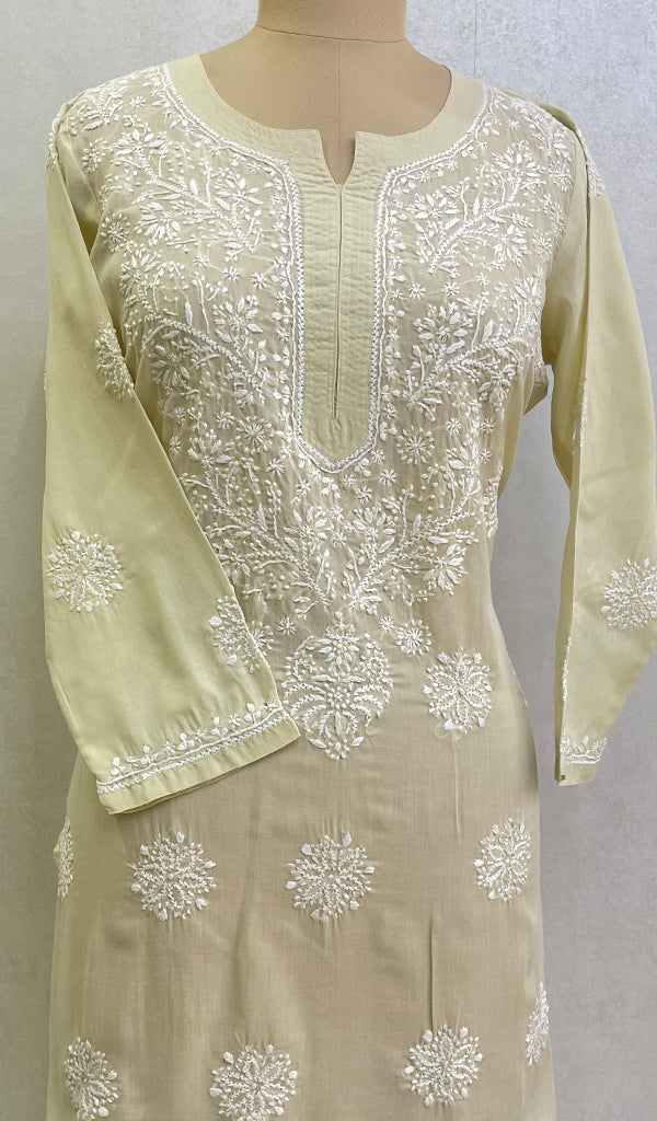 Rubina Women's Lucknowi Handcrafted Cotton Chikankari Kurti-HONC0148376
