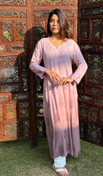 将图像加载到图库查看器中, Women's Lucknowi Handcrafted Modal Cotton Chikankari Kurti - HONC0229114