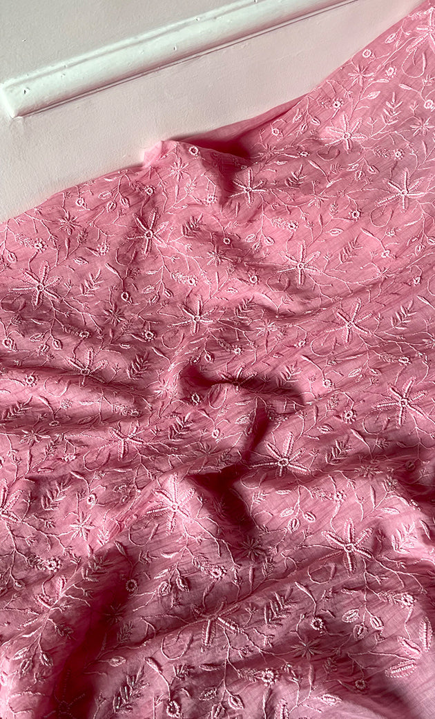 Women's Lakhnavi Handcrafted Mul Chanderi Unstitched Kurta And Dupatta Set - HONC0280849