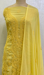 Load image into Gallery viewer, Women's Lucknowi Handcrafted Faux-Georgette Chikankari Suit Material- HONC0154327