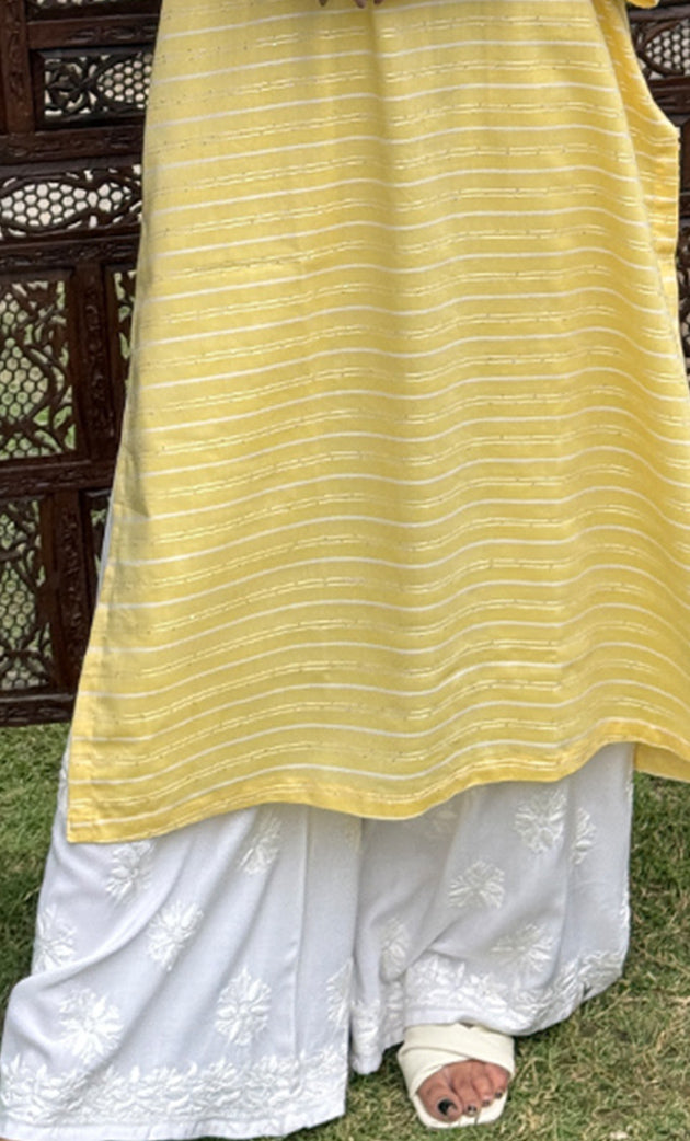 Women's Lucknowi Handcrafted Modal Cotton Chikankari Palazzo - HONC0191320