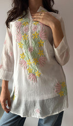 Load image into Gallery viewer, Sophia Women's Lakhnavi Handcrafted Mul Chanderi Chikankari Top - HONC0372912