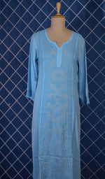 Load image into Gallery viewer, Zoya Women's Lucknowi Handcrafted Muslin Chikankari Kurti - HONC0198149
