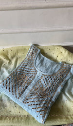 Load image into Gallery viewer, Women's Lakhnavi Handcrafted Mul Chanderi Semi - Stitchd Kurta And Dupatta Set - HONC0353140