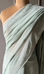 将图像加载到图库查看器中, Women's Lakhnavi Handcrafted Viscose Georgette Chikankari Saree - HONC0290054