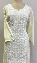 Load image into Gallery viewer, Women's Lucknowi Handcrafted Mul Cotton Chikankari Kurti - HONC0212083