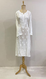 将图像加载到图库查看器中, Women's Lakhnavi Handcrafted Viscose Georgette Chikankari Kurti- HONC0200233
