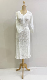 将图像加载到图库查看器中, Women's Lakhnavi Handcrafted Viscose Georgette Chikankari Kurti- HONC0161859