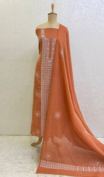 Load image into Gallery viewer, Women's Lakhnavi Handcrafted Cotton Chikankari Kurta And Dupatta Set- HONC0154884