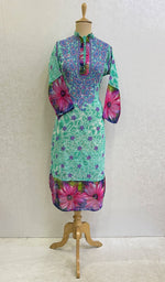 Load image into Gallery viewer, Women's Lakhnavi Handcrafted Faux-Georgette Chikankari Kurti - HONC070374