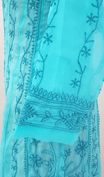 Load image into Gallery viewer, Women's Lakhnavi Handcrafted Faux-Georgette Chikankari  Anarkali Dress - HONC040036