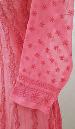 Load image into Gallery viewer, Women's Lakhnavi Handcrafted Faux-Georgette Chikankari  Anarkali Dress - HONC040036