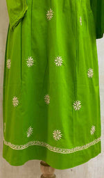 将图像加载到图库查看器中, Women's Lakhnavi Handcrafted Turquoise Cotton Chikankari Top - NC075653