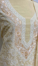 Load image into Gallery viewer, Women's Lakhnavi Handcrafted Cotton Chikankari Suit Material- HONC05694