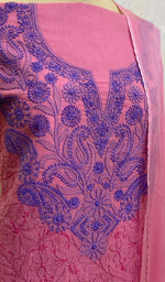 Load image into Gallery viewer, Women's Lucknowi Handcrafted Cotton Chikankari Suit Material- HONC05703