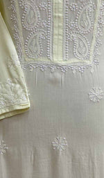 Load image into Gallery viewer, Lakhnavi Handcrafted Lemon Modal Cotton Chikankari Kurti - HONC011813