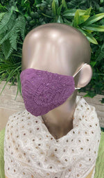 Load image into Gallery viewer, لکھنوی ہاتھ سے تیار شدہ چکنکاری ماسک (3 کا پیک) - NC0M773