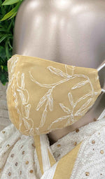 Load image into Gallery viewer, Lucknowi Handcrafted Chikankari Mask - NC0M302