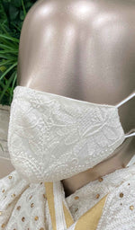 Load image into Gallery viewer, Lucknowi Handcrafted Chikankari Mask - NC0M503