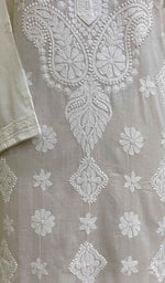 Load image into Gallery viewer, Women's Lucknowi Handcrafted White Cotton Chikankari Kurti - HONC029997