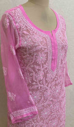 Load image into Gallery viewer, Women's Lucknowi Handcrafted Faux-Georgette Chikankari Top - HONC037189