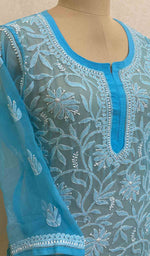 Load image into Gallery viewer, Women's Lucknowi Handcrafted Faux-Georgette Chikankari Top - HONC037199