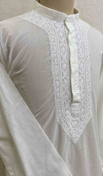 Load image into Gallery viewer, Men's Lucknowi Handcrafted Cotton Chikankari Kurta - HONC021777