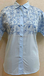 Load image into Gallery viewer, Women's Lakhnavi Handcrafted Cotton Chikankari Shirt Top - HONC054572
