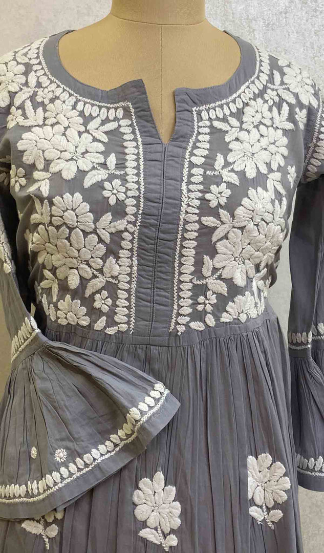 Women's Lucknowi Handcrafted Cotton Chikankari Dress - HONC060175