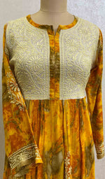 Load image into Gallery viewer, Women's Lucknowi Handcrafted Printed Modal Cotton Chikankari Dress - HONC059653