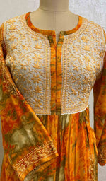 Load image into Gallery viewer, Women's Lucknowi Handcrafted Printed Modal Cotton Chikankari Dress - HONC059659