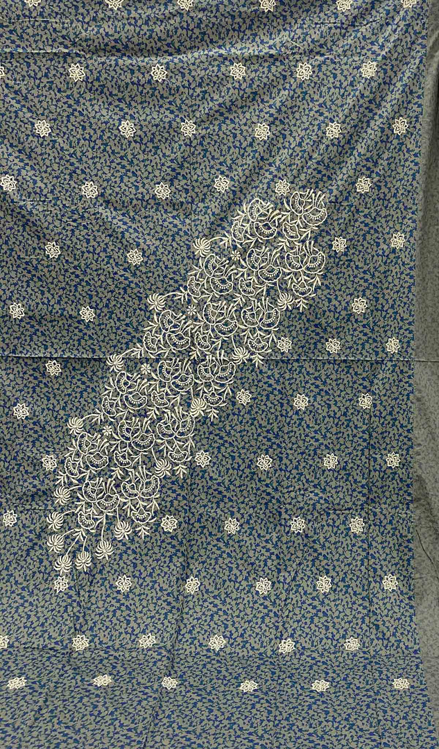 لکھنوی دستکاری کاٹن چکنکاری بیڈ شیٹ سیٹ - HONC043421