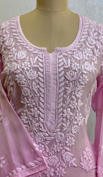 Load image into Gallery viewer, Women's Lucknowi Handcrafted Crepe Chikankari Kurti With Slip - HONC067107