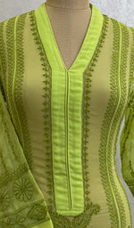 Load image into Gallery viewer, Bareeka Women's Lakhnavi Handcrafted Faux-Georgette Chikankari Anarkali Dress - HONC041795