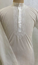 Load image into Gallery viewer, Men's Lucknowi Handcrafted Cotton Chikankari Kurta - HONC054301