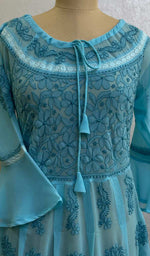 Load image into Gallery viewer, Aidah Women's Lakhnavi Handcrafted Faux-Georgette Chikankari  Anarkali Dress - HONC038920