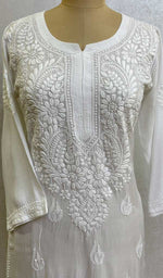 Load image into Gallery viewer, Women's Lucknowi Handcrafted Muslin Chikankari Kurti - HONC069426