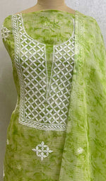 Load image into Gallery viewer, Women's Lakhnavi Handcrafted Kota Cotton Chikankari Kurta And Dupatta Set- HONC074303