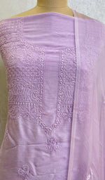 Load image into Gallery viewer, Women's Lakhnavi Handcrafted Raw Silk Chikankari Suit Material - HONC051897