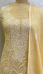 将图像加载到图库查看器中, Lakhnavi 手工制作 Kota 棉 Chikankari Kurta 和 Dupatta 套装 - HONC073096