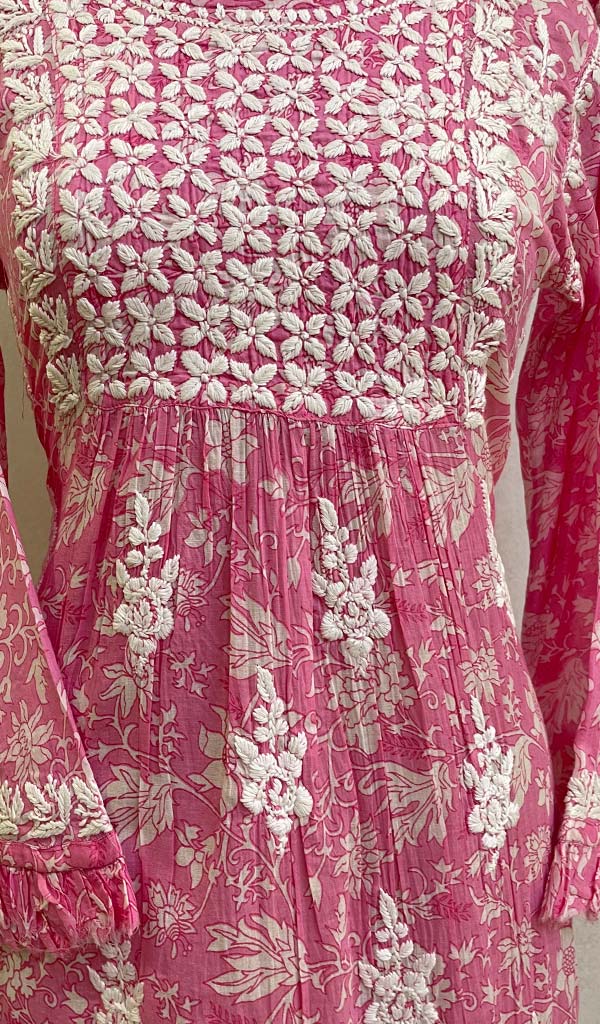 Lakhnavi 手工印花 Mulmul 棉质 Chikankari 上衣 - HONC079848