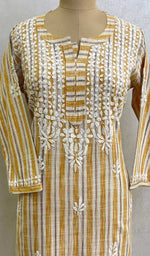 Load image into Gallery viewer, Women's Lakhnavi Handcrafted Cotton Chikankari Kurti - HONC083845